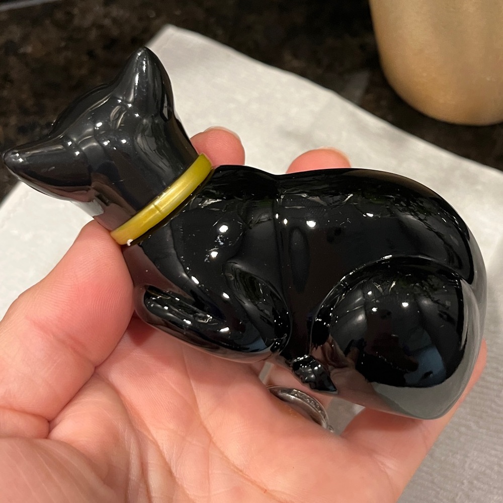 Vintage Here's My Heart Rare Avon Black Cat Cologne Perfume Bottle 1/2 full. - Picture 7 of 9